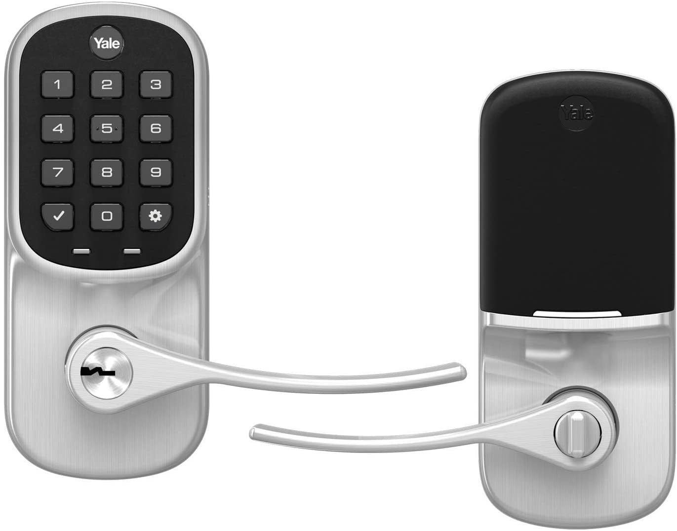 Yale Keypad Lever Lock, Satin Nickel