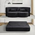 thumbnail image 3 of 79" 3-Layer Space-Saving Convertible Sleeper Sofa Bed, Boneless Loveseat Sofa with Teddy Velvet Fabric, Cloud Chaise Lounge Indoor with No Assembly for Small Spaces​, Black, 3 of 9
