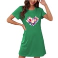 thumbnail image 1 of Camisón corto de talla grande para mujer, camisón de manga corta con estampado de pecho a la moda, camisón para mujer, 1 of 2