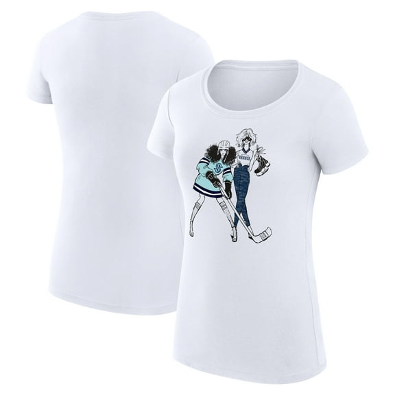 Women's G-III 4Her by Carl Banks White Seattle Kraken Super-Slim Fit Lightweight Hockey Girls T-Shirt