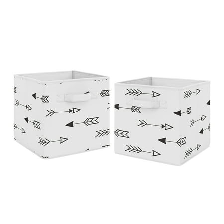 UPC: 0846480060512 | Fox Black and White Collection Foldable Fabric Storage Bins – Set of 2