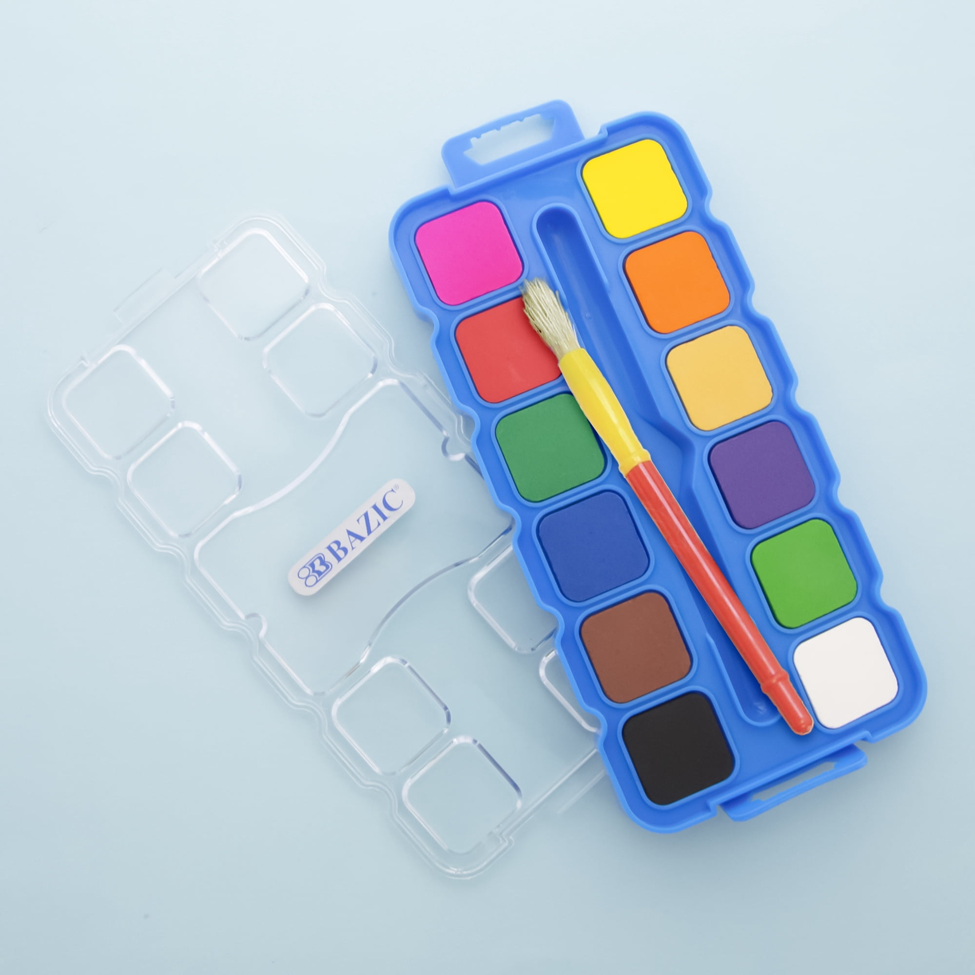 BAZIC Watercolor w/ Brush & Mixing Palette, 12 Color Non-Toxic, 24-Pack