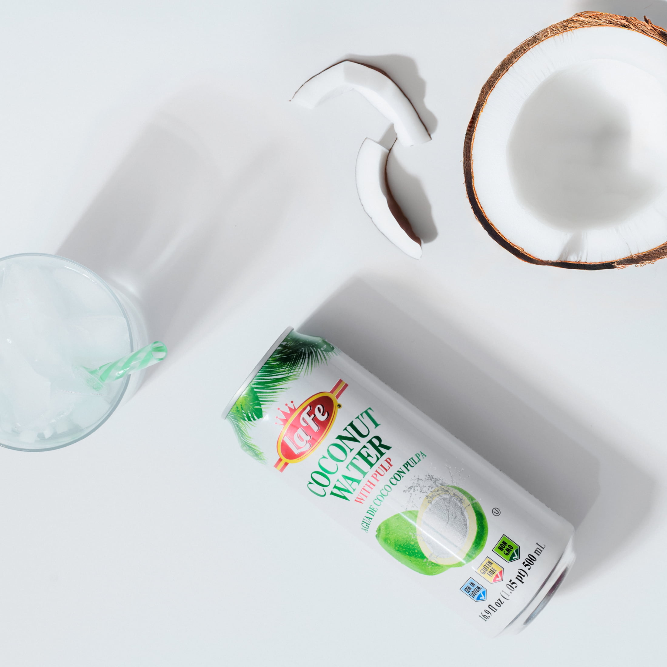 (7 pack) La Fe Coconut Water With Pulp, 17.6 oz Can
