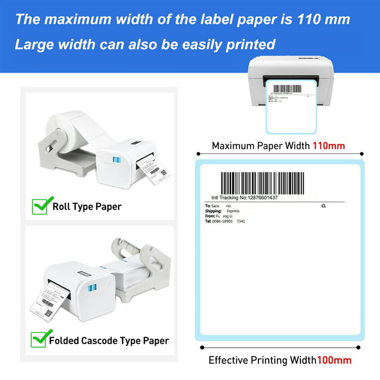 Desktop Thermal Label Printer for 4x6 Shipping Package Label Maker 160mm/s  High Speed USB&BT Connection Thermal Sticker Printer