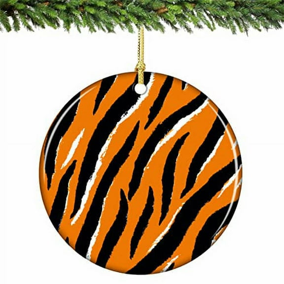Tiger Print Christmas Ornament Porcelain 2.75 Inches