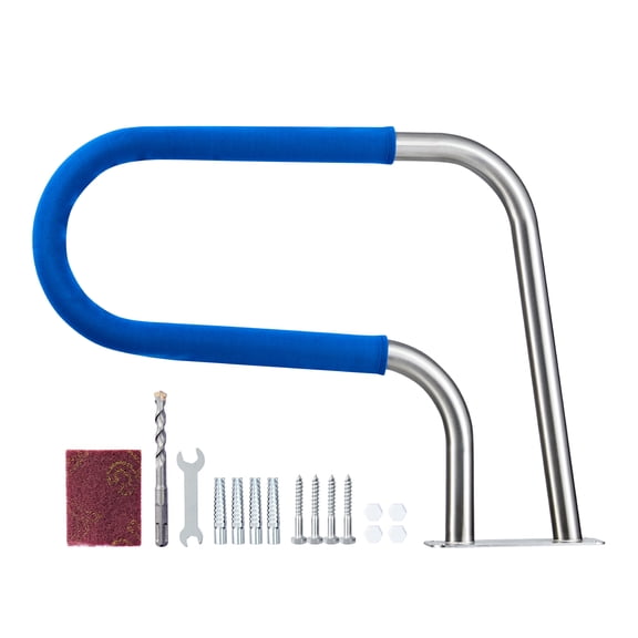 VEVOR Pool Rail, 31 x 22 in Pool Handrail, 220 lbs Load Capacity Heavy Duty 304 Stainless Steel Swimming Handrail, Detachable Nonslip Sleeve, Rich Accessories, for Poolside, Water Parks， Spa Centers