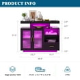 thumbnail image 2 of HNEBC 39.4" Modern LED Sideboard Buffet Cabinet with Charging Station, High Glossy Cupboard with Human Body Sensor Light, Bar Cabinet with Acrylic Panel for Living Room, Dining Room, Kitchen (Black), 2 of 9