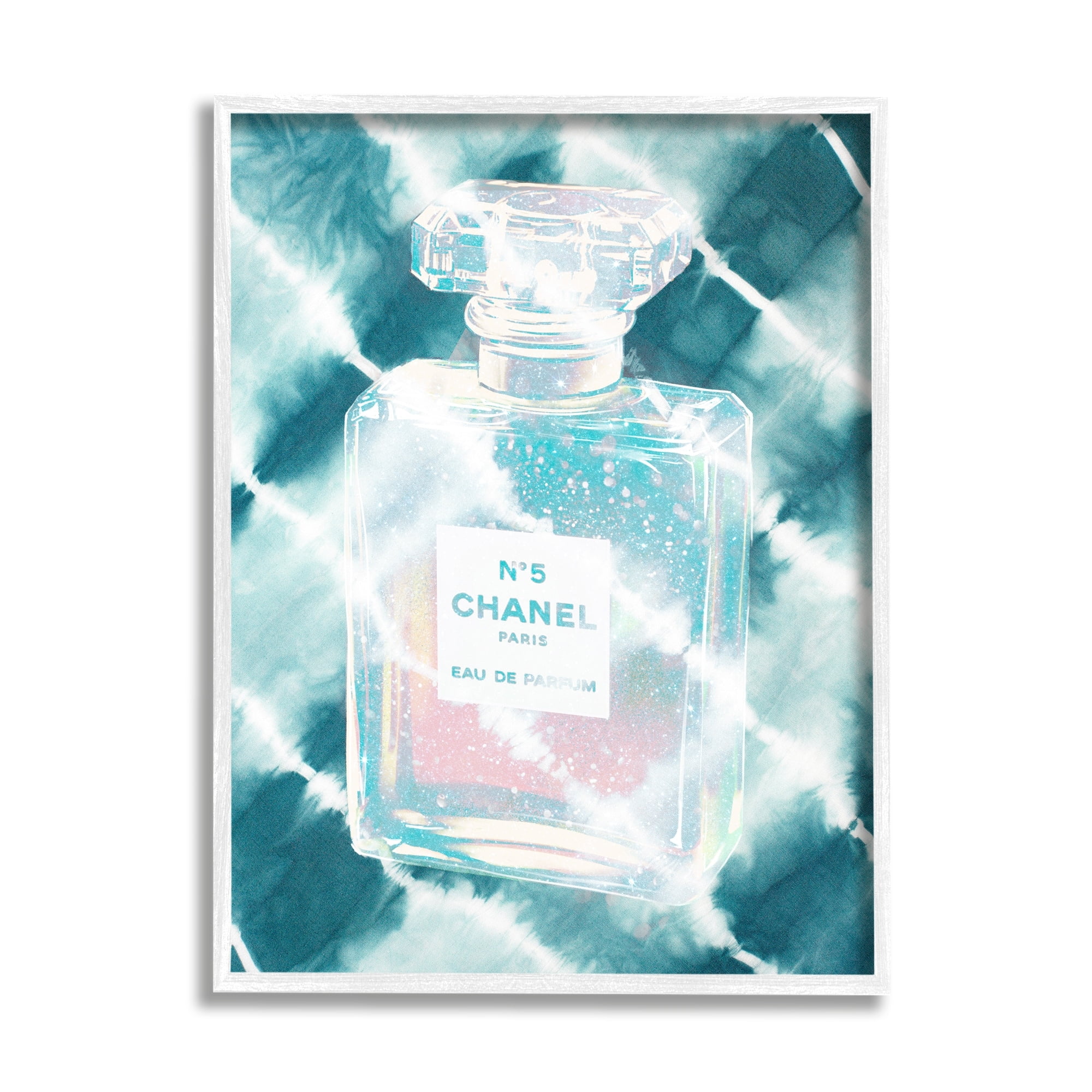 Stupell Industries Aquamarine Perfume Bottle Summer Water Bubbles Tie Dye Background,11 x 14, Design by Ziwei Li