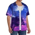 thumbnail image 2 of Daiia Dreamy Colorful Starry Sky Men's Linen Shirts Short Sleeve Casual Shirts Button Down Shirt for Men Beach Summer Wedding Shirt-Large, 2 of 6