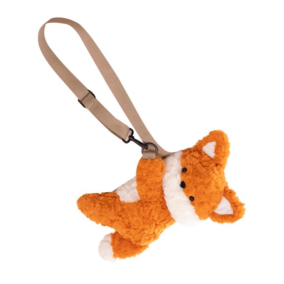 Osdhezcn Cartoon Animal Backpack Plush Foxes Shoulder Bag Lovely Coin Purse Soft Crossbody Bag Soft Messenger Bag for Daily