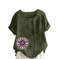 thumbnail image 2 of Fznquz July 4th Womens Tops Summer Short Sleeve Shirt Button Crew Neck Patriotic Green Blouses for Women Casual, 2 of 4