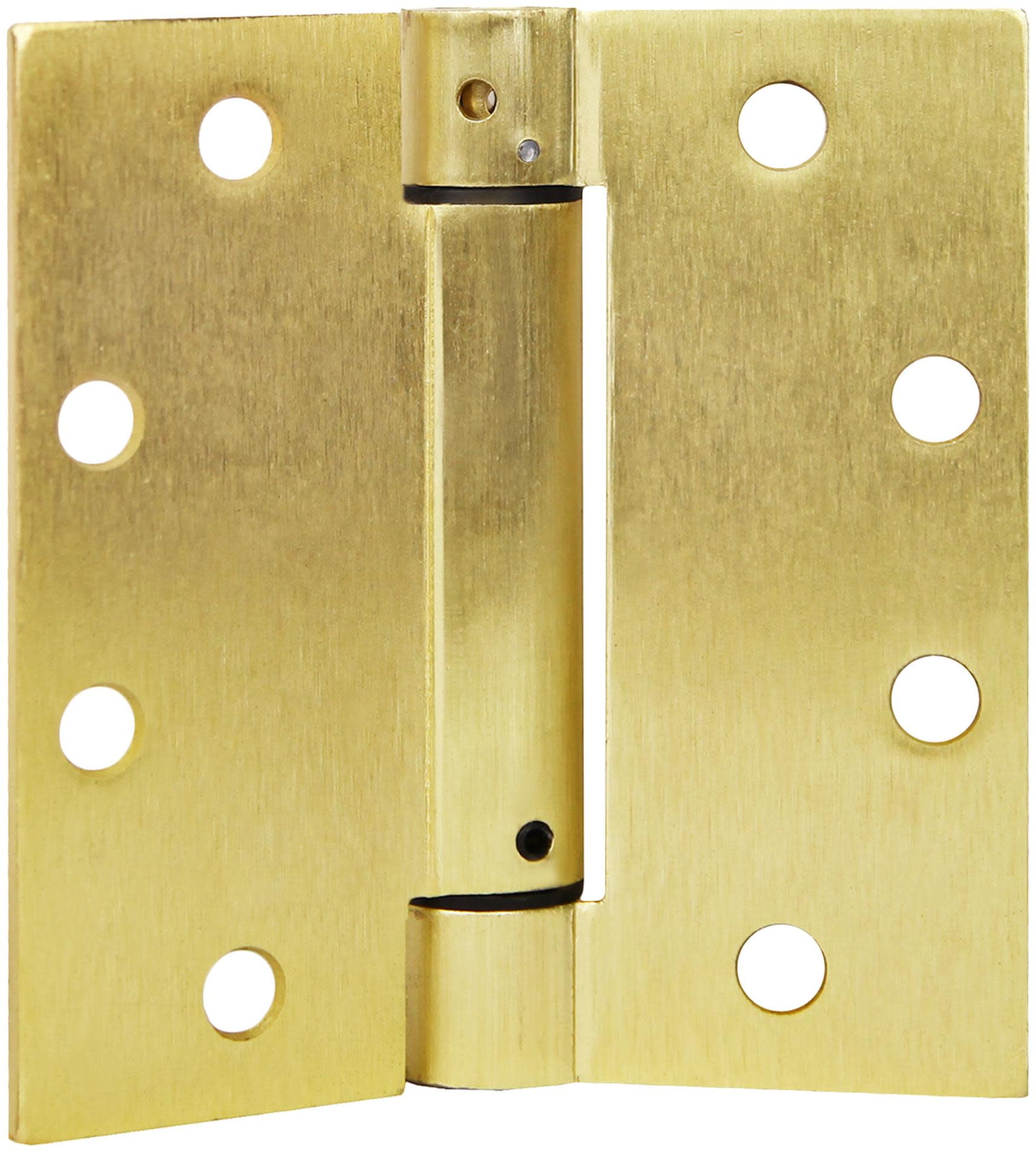 Design House 2-Pack Square 4.5" x 4.5" Self Closing Interior/Exterior Door Hinges, Satin Brass