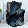 thumbnail image 4 of Japanese Soft Flannel Fleece Blanket, Abstract Curly Ocean Japanese Waves Symbolizing Strength Tsunami Doodle, Cozy Plush for Indoor and Outdoor Use, 50" x 70", Blue Grey Night Blue, by Ambesonne, 4 of 5