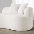 thumbnail image 7 of White Curved 4-Seater Sofa with Teddy Velvet Upholstery, Foam and Spring Support, Compact Apartment Living Room Furniture, 7 of 7