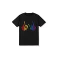 thumbnail image 1 of Camiseta gráfica para mujer con diseño de esqueleto, mano de roca, bandera arcoíris y orgullo gay, 1 of 6