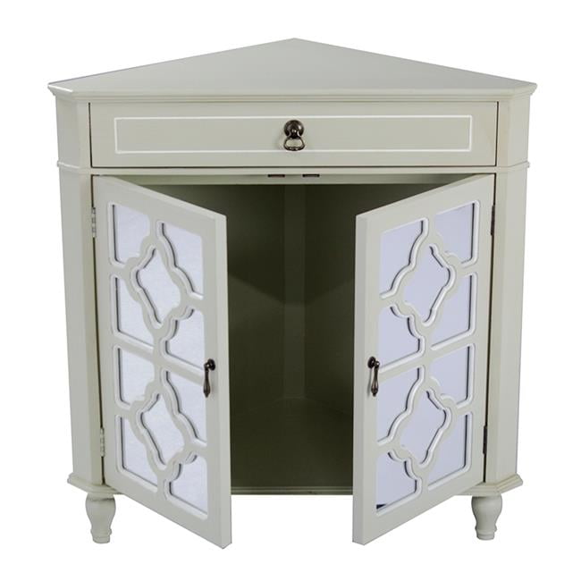 Frasera 1-Drawer & 2-Door Corner Cabinet with Quatrefoil Mirror 