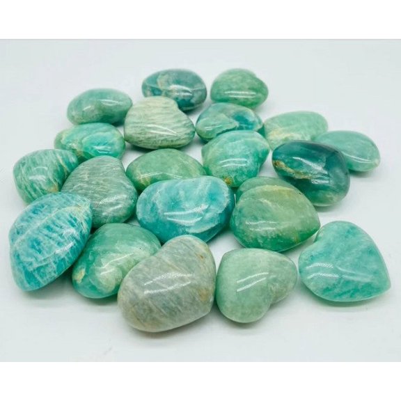 M/L Amazonite Heart Tumbled Stones