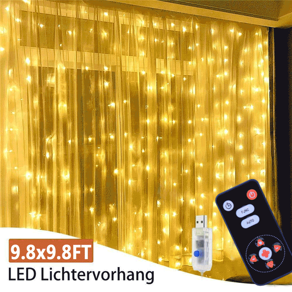 LED Curtain Lights,9.8ft x 9.8ft Fairy String Lights, Waterproof Starry