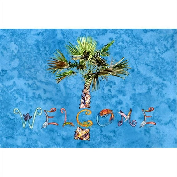 Welcome Palm Tree On Blue Fabric Placemat