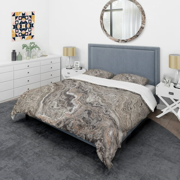 Designart 'Onyx Travertine Tile' Mid-Century Modern Bedding Set - Duvet Cover & Shams
