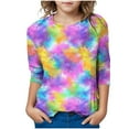 thumbnail image 2 of Jinhomg Boys Girls Tie Dye Shirts Toddler Kids Comfy 3/4 Sleeve Crew Neck Tops Lightweight Casual Tunic Blouse Spring Summer Clothes Multicolor 5 Years, 2 of 6