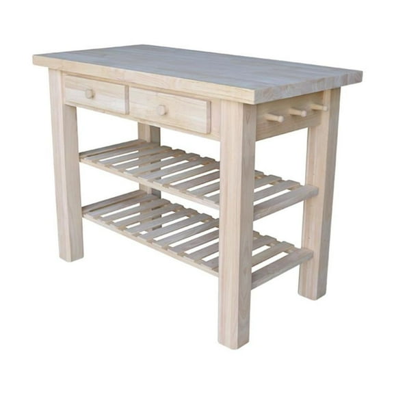 International Concepts Modern Wood Kitchen Island Unfinished