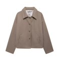 thumbnail image 3 of HH TRAF 2024 Abrigos casuales para mujer, cuello vuelto liso, mangas largas, bolsillos con botones, chaquetas de un solo pecho para otoño, moda para mujer, 3 of 5