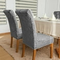 thumbnail image 4 of Chair Covers for Dining Chairs Set of 6,Velvet Dark Grey Stretch Dining Room Chair Cover Kitchen Parsons Chair Slipcovers (Pack of 6, Velvet Dark Grey), 4 of 6