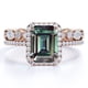 thumbnail image 1 of JeenMata Anillo de Bodas con Halo Enmarcado de 2 Quilates de Alejandrita Sintética de Corte Esmeralda y Moissanita Engastado con Banda de Bodas de Eternidad - Oro Rosa de 18 K sobre Plata, 1 of 4