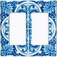 thumbnail image 6 of Metal Light Switch Plate Cover Elegant Blue White Mandala Tile Pattern TIL024, 6 of 13