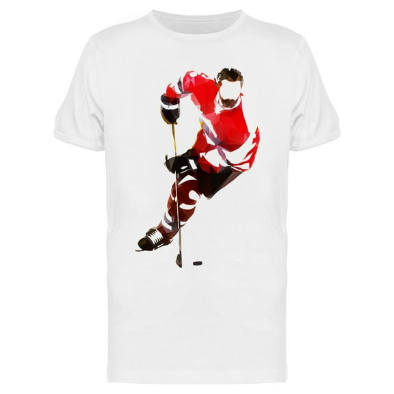 Polygonal Ice Hockey Player T-Shirt Men -Image by Shutterstock, Male XX-Large