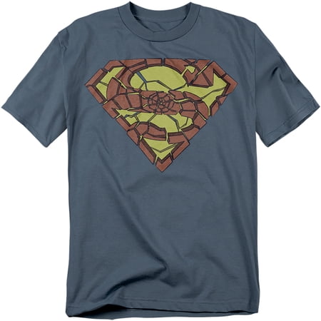 Superman T-Shirt Shattered Shield Unisex Graphic Tee For Men & Women Slate