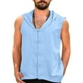 thumbnail image 2 of Men Spring And Summer Travel Sleeveless Top Cotton Linen Vest Loose Button Vest Coat, 2 of 6