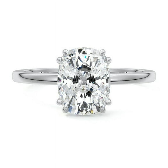 Dash Jewel 1.7 Ct Cushion Cut Diamond Rings - 14K White Gold Plated Rings - Diamond Engagement Wedding Rings for Women's - Double Prong Solitaire Delicate Women's Rings - Women's Silver Rings