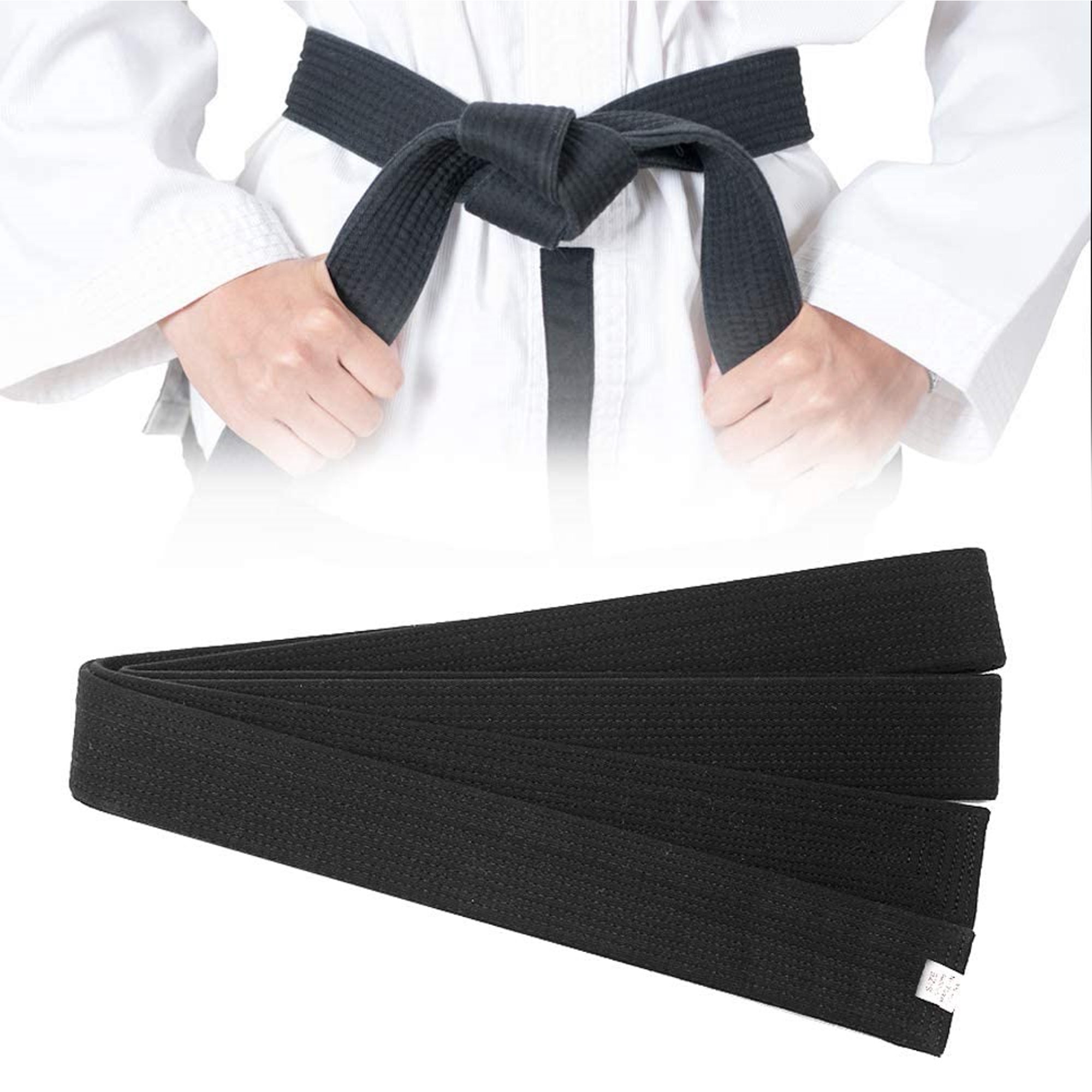 SSAWcasa Karate Belt for Karate Taekwondo Judo Martial Arts, Double Wrap Belt (Cotton Black