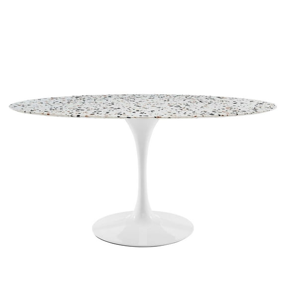 60 inch Dining Table, Oval, White, Wood, Metal Steel, Modern Contemporary Mid-Century, Kitchen Room Cafe Bistro Restaurant Hospitality
