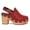 Red, variant on Women's Platform Heeled Pumps Round Toe Chunky Block Heels with Studs Wide Buckled Strap Casual Comfy Daily Shoes Size 4 Purple
