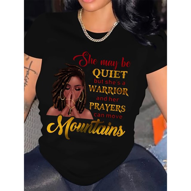Vibrant Portrait Print Crew Neck T-Shirt - Soft Mid-Elasticity Polyester Fabric, Machine Washable, Regular Length, Casual Summer Tee for Women - Perfect for Spring and Summer Outings