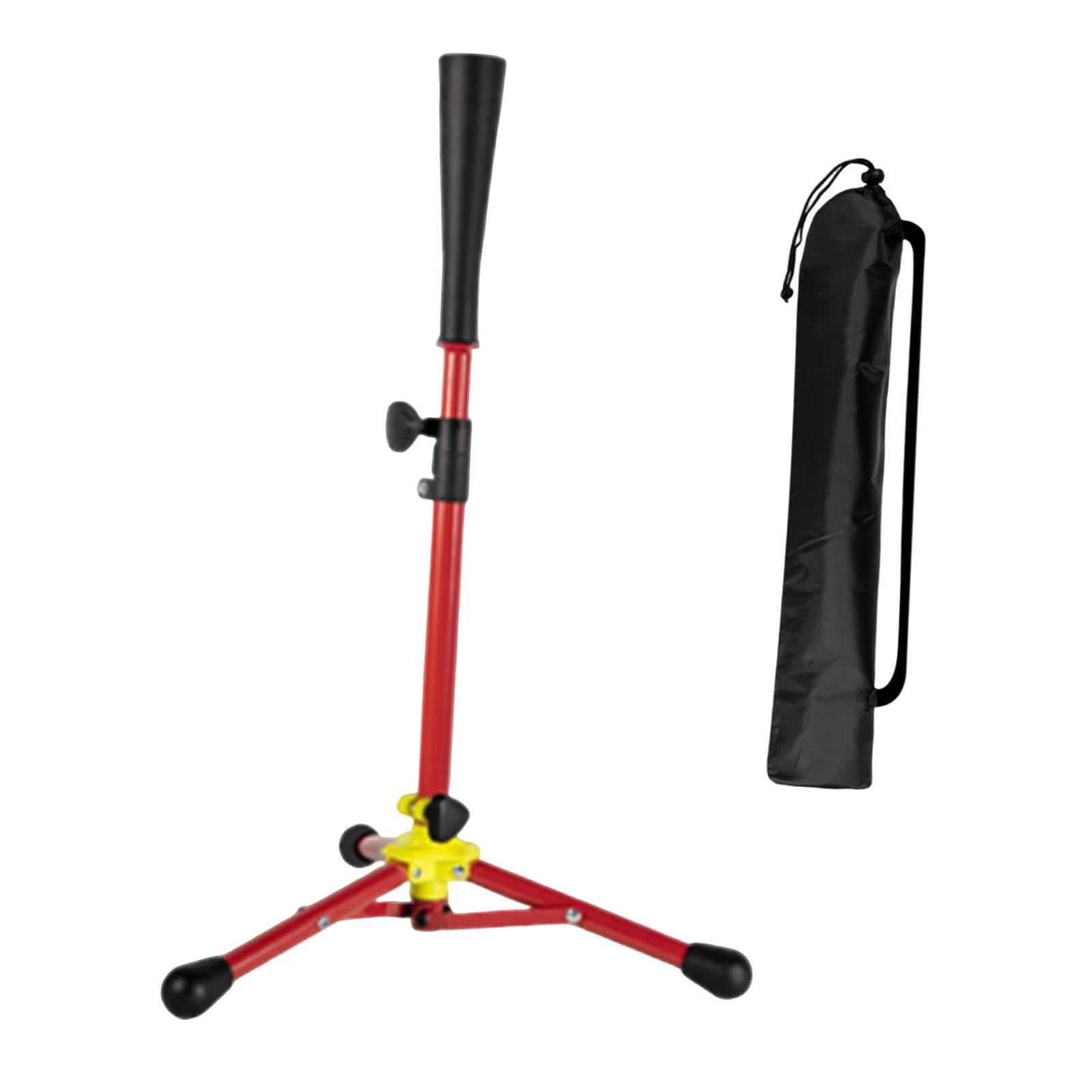 funtasica Baseball Batting Tee Adjustable Tripod Stand Adult Softball Training Tee Portable Foldable Iron Silicone Rubber Base Suitable for Coaches Indoor Outdo Red