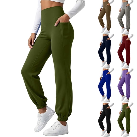 Yoga Pants with Pockets for Women,High Waist Stretch Cuffed Ankles Jogger Pants,Yoga,Work and Casual Wear