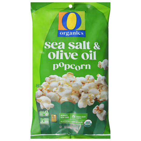 O O Organic Popcorn with Sea Salt and Olive Oil USDA Organic Non-GMO Project Verified Gluten-Free 5 Oz
