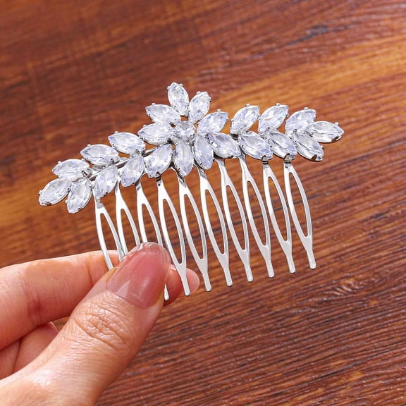 Bridal Hair Comb Crystal Wedding Hair Combs Silver Rhinestone Hair Accessories Bridesmaid Headpiece for Women and Brides (crystal 1)