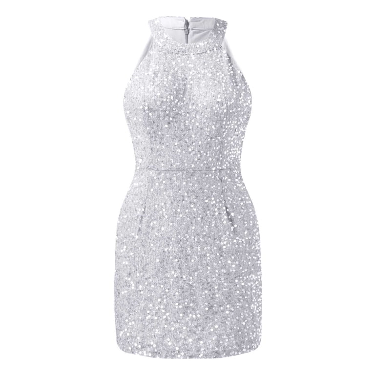 sachin and babi light blue dress River Island Womens Maxi Dress White Sequin Halter Neck