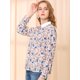 thumbnail image 4 of INSPIRE CHIC Blusa superior con cuello floral para mujer Camisas abotonadas de manga larga con pliegues elegantes Rosa L, 4 of 6