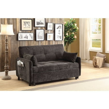 Small Velvet Tufted Sofa Bed, Dark brown - Walmart.com