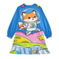 thumbnail image 2 of Casual Dresses Nightgowns Velvet Pleated design One-Piece Nightdress for Indoor Outdoor Daily Space Fox 3-10T, 2 of 7