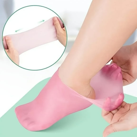 Moisturizing Foot Socks 2 Pair Moisturizing Silicone Foot Care Socks, Softens Dry Cracked Heels Non-Textile Material, Unscented, Ideal for Pedicure, Foot Care Tools for Women and Men, Perfect Gift