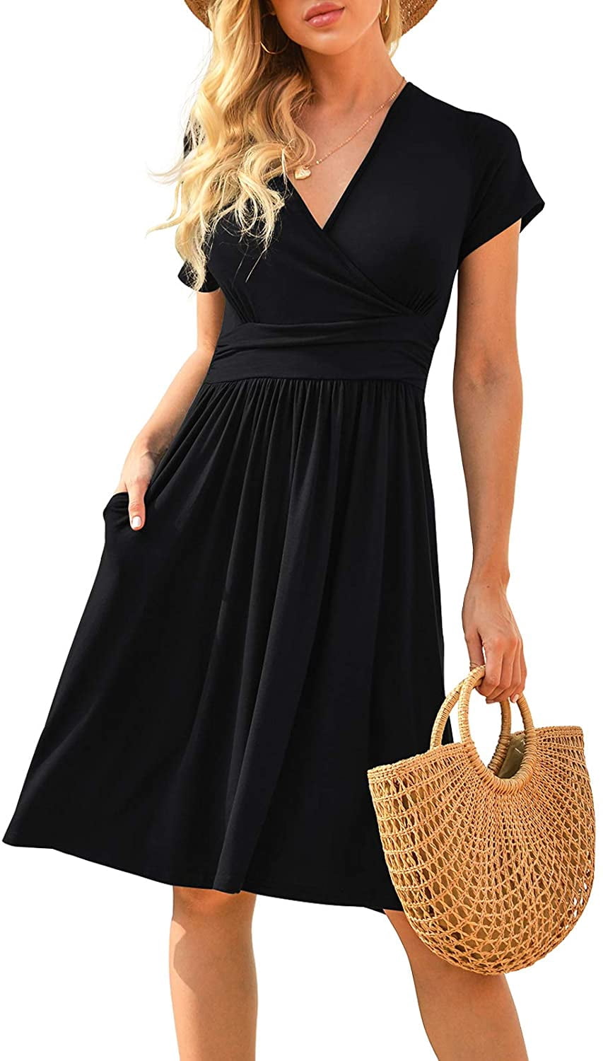 V-Neck Short Party Dress with Pockets 