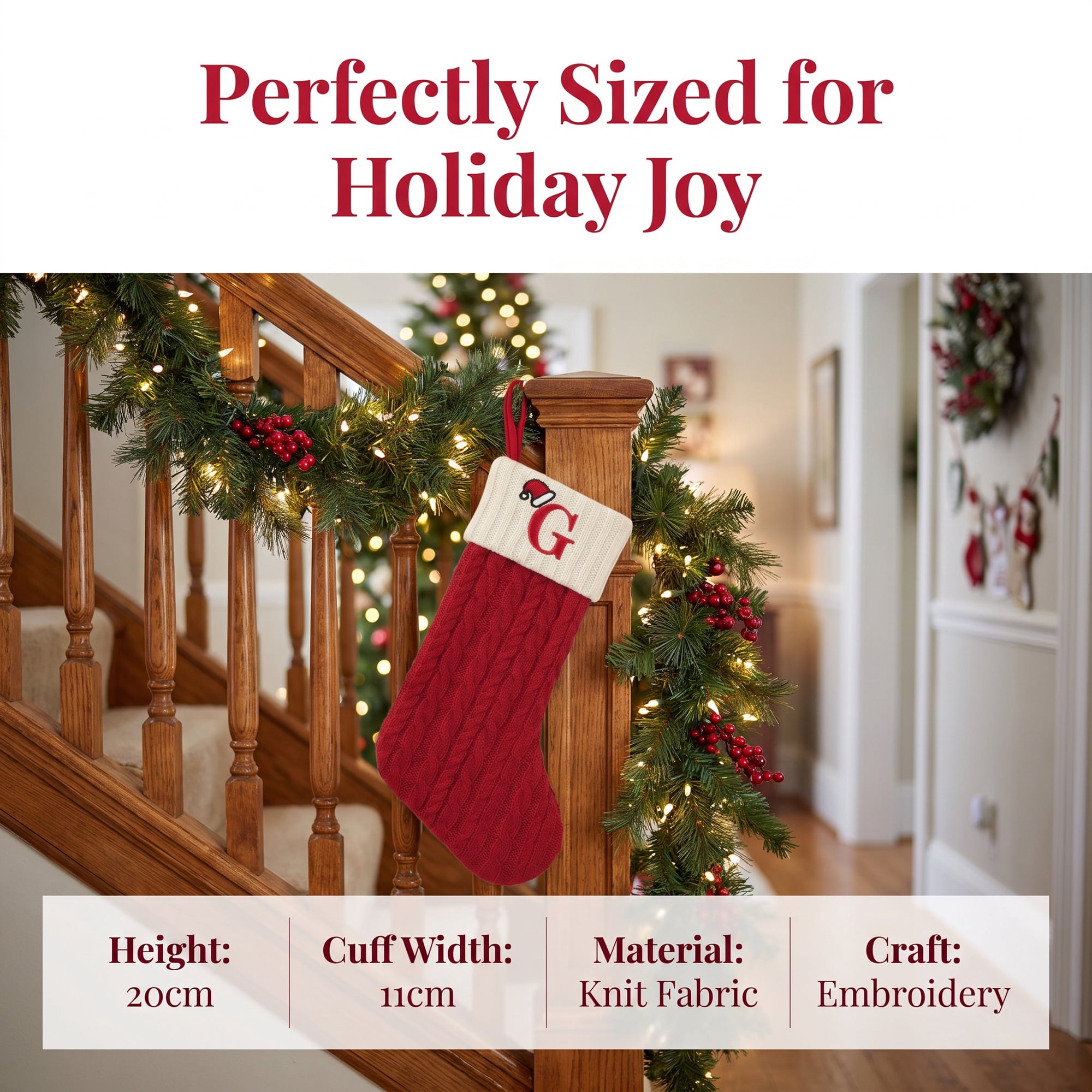 Unique Bargains Cartoon Christmas Luxury Grand Hearth Accent Stocking Letter G 8"
