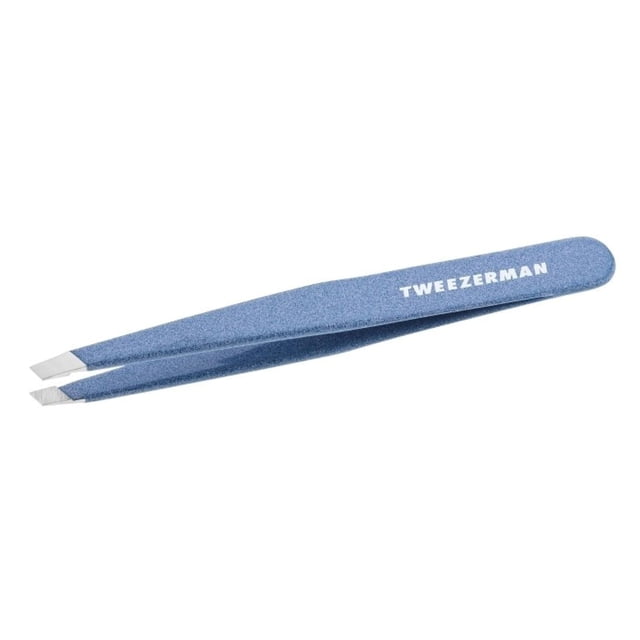 Pinza inclinada de acero inoxidable para cejas, color azul cielo, de Tweezerman